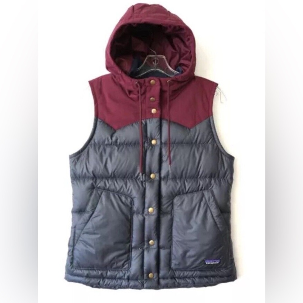 Patagonia Bivy Hooded Maroon and Gray Hooded Vest